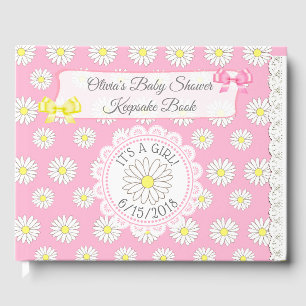 Daisy Themed Girl's Baby Shower Guestbook Keepsake