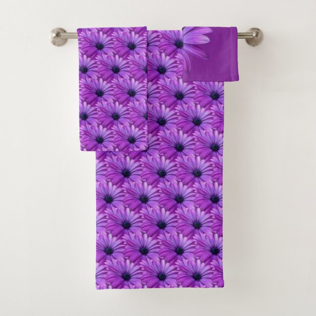 Daisy Towel Sets Personalised Purple Daisy  Towels (Insitu)