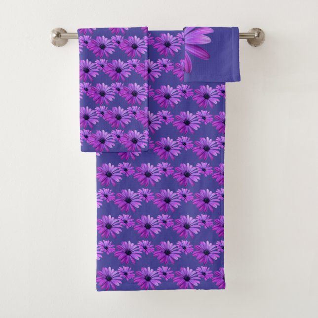 Daisy Towel Sets Personalised Purple Daisy  Towels (Insitu)