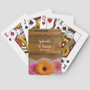 Daisy Trio Country Barn Wedding Playing Cards