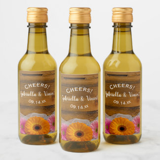 Daisy Trio Country Barn Wedding Wine Label