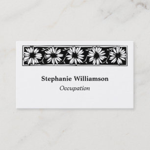 Daisy Vine Flower Border Black and White Floral Business Card