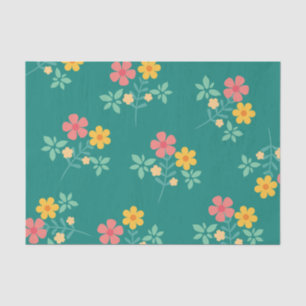 Daisy Vintage Bouquet Pattern in Green  Tissue Paper