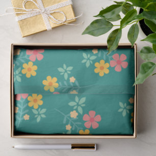 Daisy Vintage Bouquet Pattern in Green  Tissue Paper