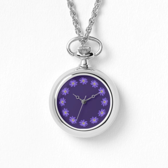 Daisy Watch Purple Daisy Wrist Watch Personalise (Front)