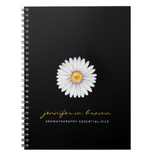 Daisy watercolor aromatheraphy black white notebook
