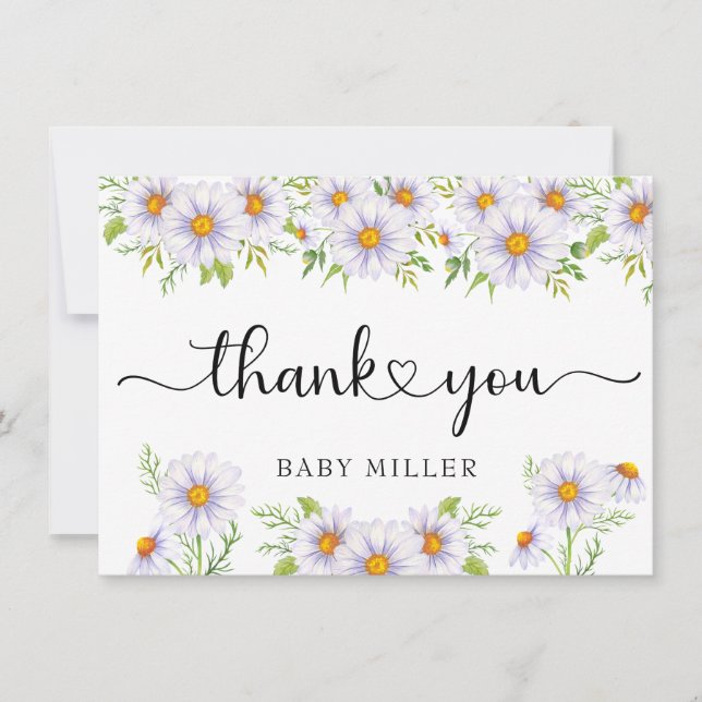 Daisy Watercolor |  Floral Thank You Card (Front)