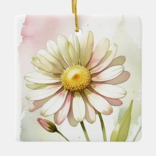 Daisy Watercolor Flower Modern Professional Ceramic Ornament
