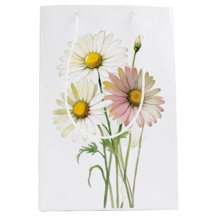 Daisy Watercolor Flower Modern Professional Medium Gift Bag