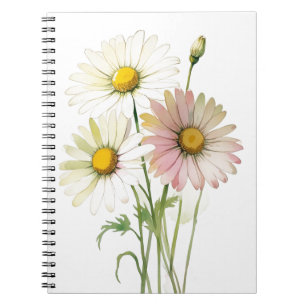 Daisy Watercolor Flower Modern Professional Notebook