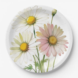 Daisy Watercolor Flower Modern Professional Paper Plate
