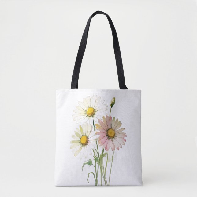 Daisy Watercolor Flower Modern Professional Tote Bag (Front)