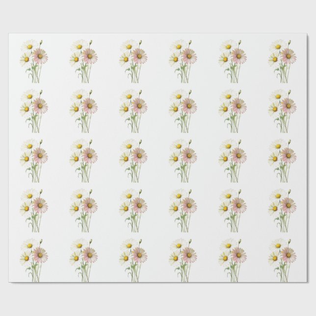 Daisy Watercolor Flower Modern Professional Wrapping Paper (Flat)