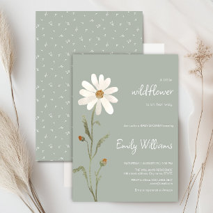 Daisy watercolor minimalistic baby shower  invitation