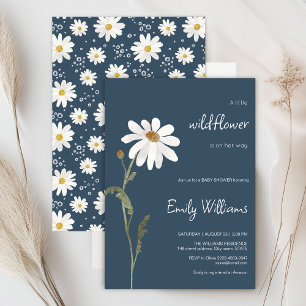 Daisy watercolor minimalistic baby shower invitation