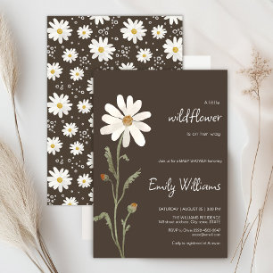 Daisy watercolor minimalistic baby shower invitation
