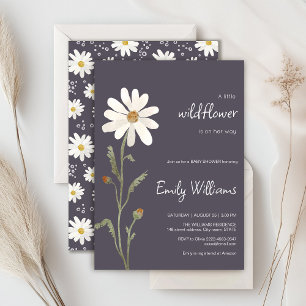 Daisy watercolor minimalistic baby shower  invitation
