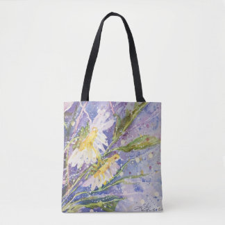 Daisy watercolor tote bag