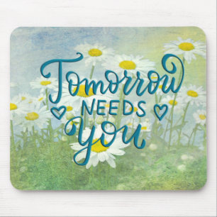 Daisy Watercolor with Quote Mouse Pad