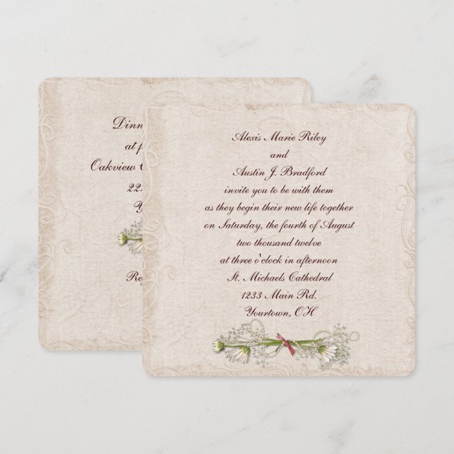 Daisy Wedding Elegance Invitation (Front/Back)