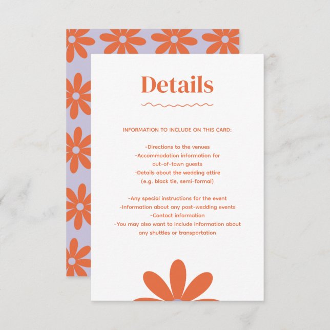 Daisy Wedding Enclosure Card (Front/Back)