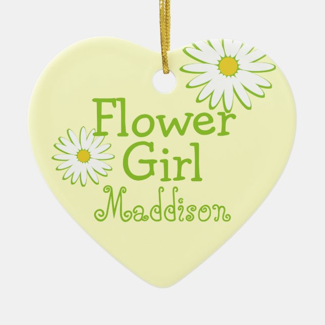 Daisy Wedding Flower Girl Ceramic Tree Decoration (Front)