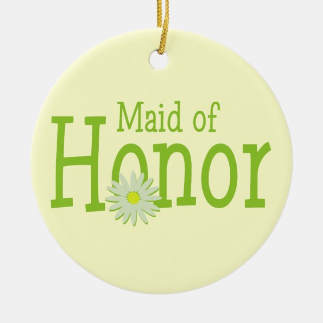 Daisy Wedding/ Maid of Honour Ceramic Tree Decoration (Front)