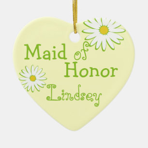 Daisy Wedding Maid of Honour Ceramic Tree Decoration
