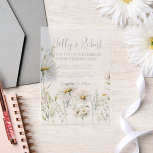 Daisy Wedding Photo QR Code  Vellum Invitations