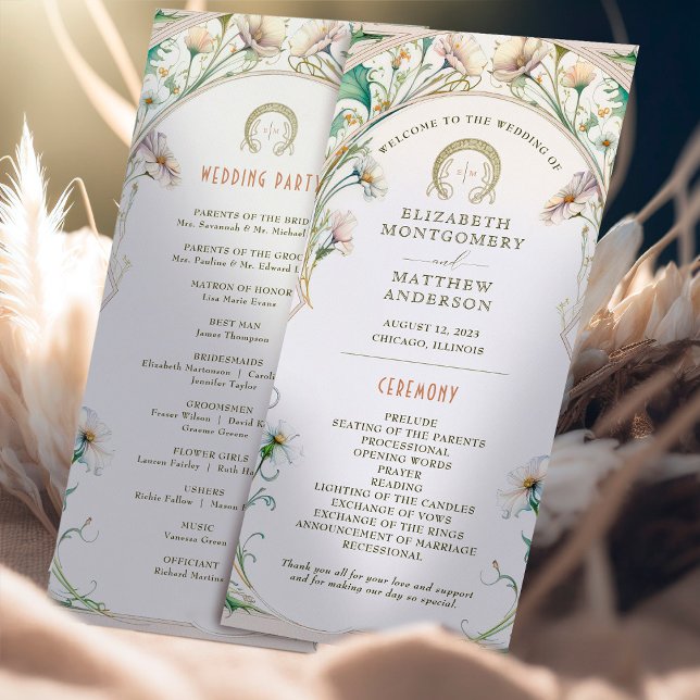 Daisy Wedding Program Art Nouveau by Mucha Programme (Creator Uploaded)