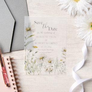 Daisy Wedding Save the Date Vellum Invitations