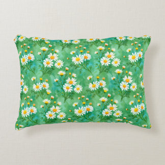 Daisy Whispers – Watercolor Meadow Pattern Decorative Cushion