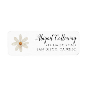 Daisy White Floral Return Address