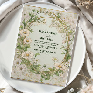 Daisy White Floral Wedding Invitation