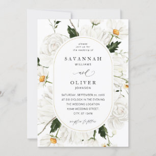 Daisy White Floral Wedding V3 Invitation