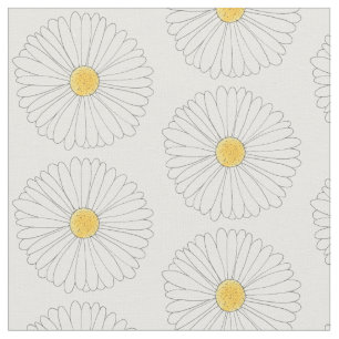 Daisy White Yellow Daisies Flower Floral Print Fabric