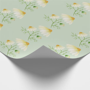Daisy Wild Flowers Green Wrapping Paper