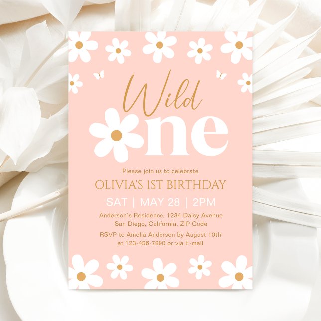 Daisy Wild One 1st Birthday Invitation (Creator Uploaded)