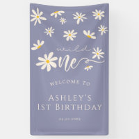 Daisy Wild One 1st Birthday Purple Welcome Sign