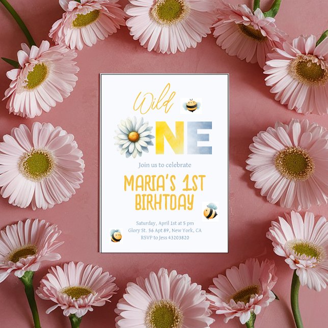 Daisy Wild One 1st Girl Birthday Party Invitation (Creator Uploaded)