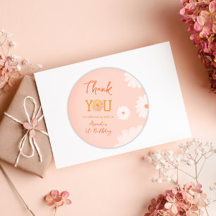 Daisy Wild One First 1st Birthday Girl Floral  Classic Round Sticker