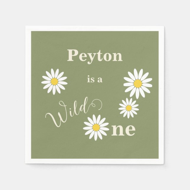 Daisy Wild One First Birthday Napkin (Front)