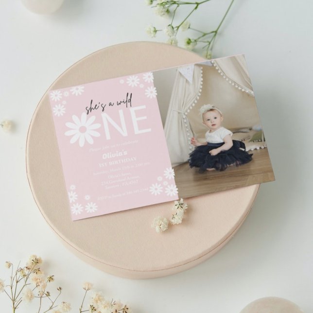 Daisy wild one party bohemian first birthday  invi invitation (Creator Uploaded)