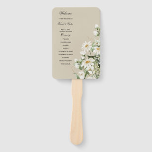 Daisy Wildflower Boho Wedding Program Hand Fan
