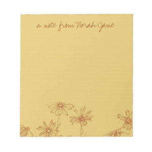 Daisy Wildflower Sepia Ink Drawing Personalised Notepad