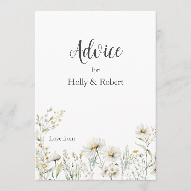 Daisy Wildflower Wedding  Advice Card (Front)