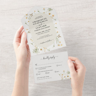Daisy Wildflower Wedding All In One Invitation