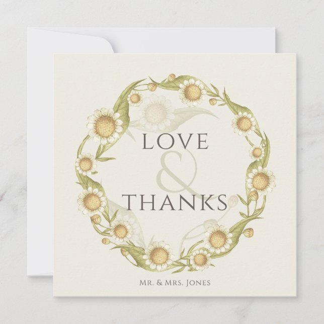 Daisy Wildflower Wedding Flat Thank You Card (Front)