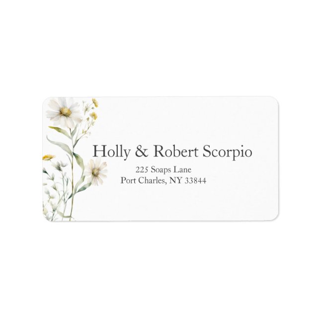 Daisy Wildflower Wedding Label (Front)