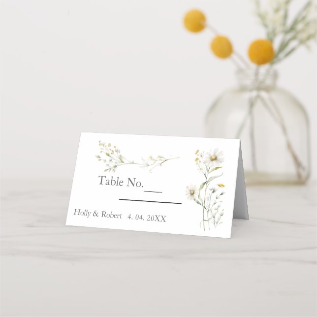 Daisy Wildflower Wedding Place Card (Front)